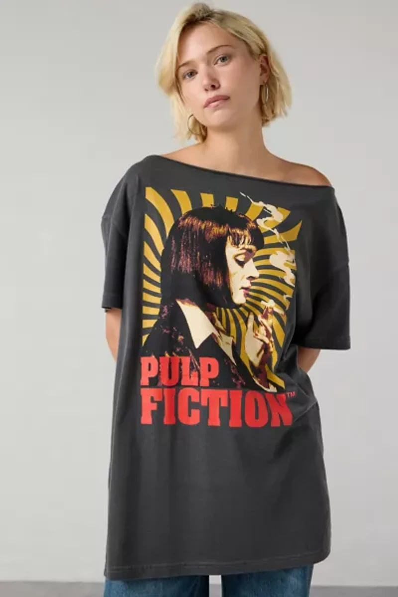Pulp Fiction Graphic Off-The-Shoulder T-Shirt Dress