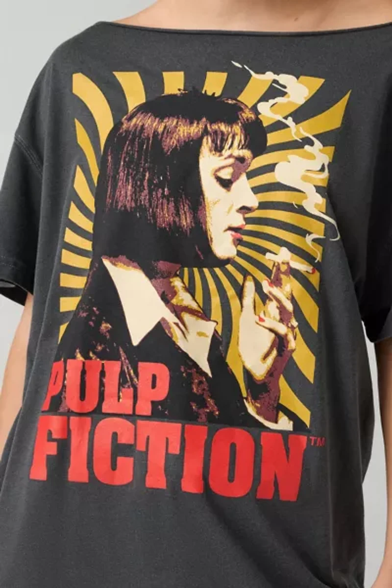 Pulp Fiction Graphic Off-The-Shoulder T-Shirt Dress