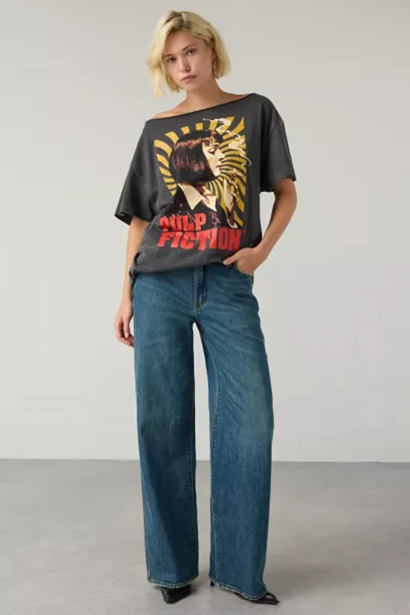 Pulp Fiction Graphic Off-The-Shoulder T-Shirt Dress