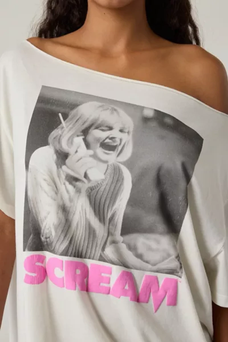 Scream Graphic Off-The-Shoulder T-Shirt Dress