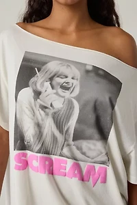 Scream Graphic Off-The-Shoulder T-Shirt Dress