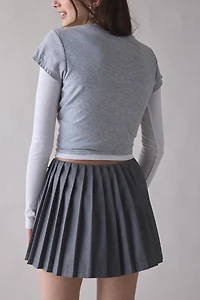 Daisy Street Elodie Tie-Front Pleated Mini Skirt