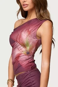 Edikted Tiger Flower Off Shoulder Top