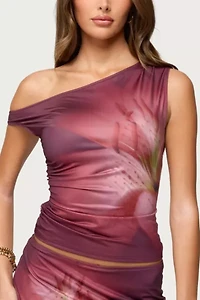 Edikted Tiger Flower Off Shoulder Top