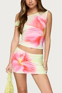 Edikted Tiger Flower Off Shoulder Top