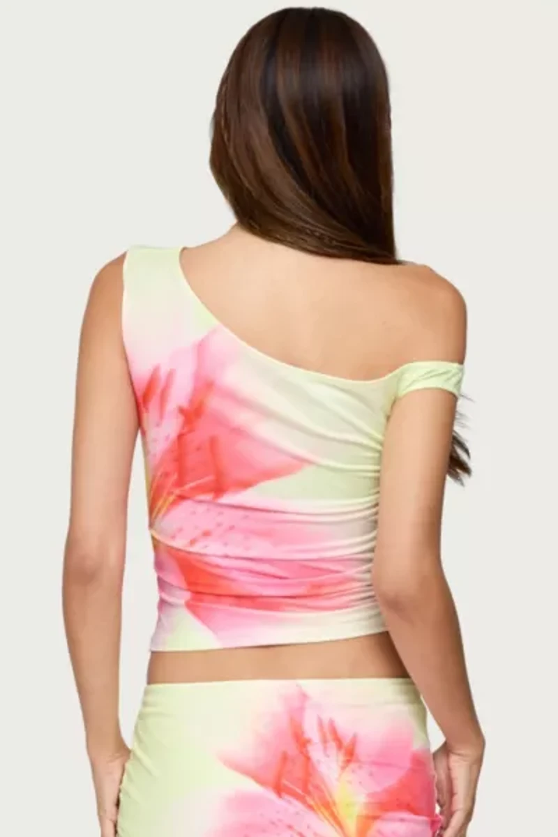 Edikted Tiger Flower Off Shoulder Top