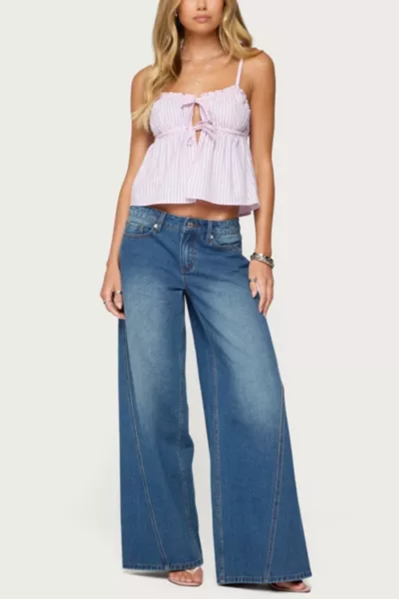 Edikted Avenly Striped Tie Front Babydoll Top