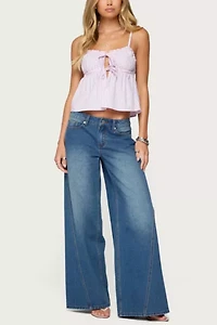 Edikted Avenly Striped Tie Front Babydoll Top