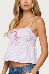 Edikted Avenly Striped Tie Front Babydoll Top
