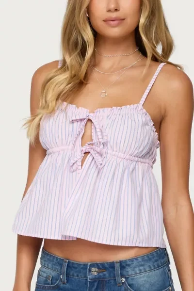 Edikted Avenly Striped Tie Front Babydoll Top