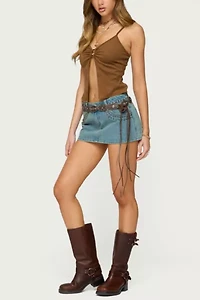 Edikted Split Front Faux Suede Tank Top
