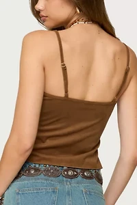 Edikted Split Front Faux Suede Tank Top