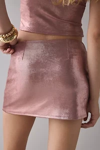 UO Melody Metallic Low-Rise Mini Skirt