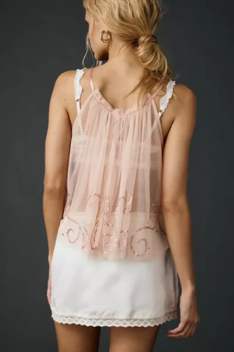 Kimchi Blue Bright Eyes Sequin Embellished Sheer Mesh Cami