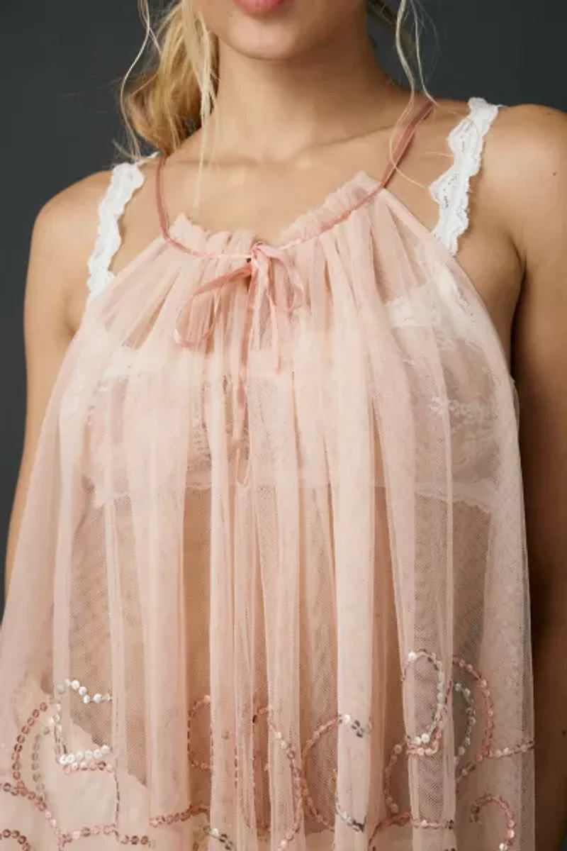 Kimchi Blue Bright Eyes Sequin Embellished Sheer Mesh Cami