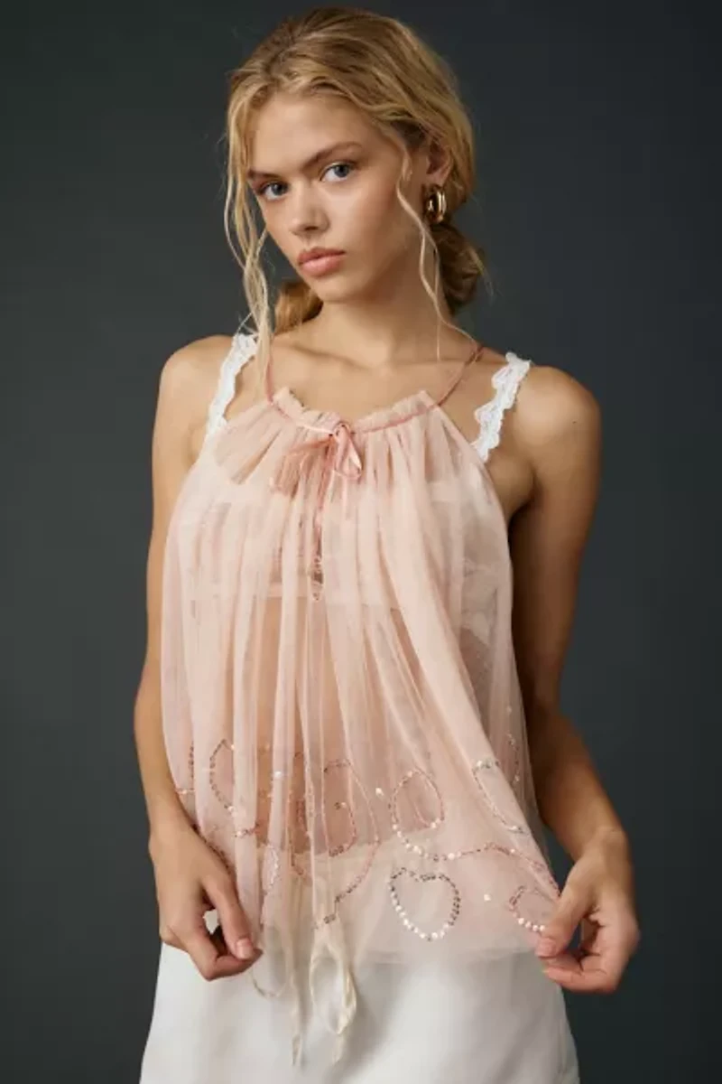 Kimchi Blue Bright Eyes Sequin Embellished Sheer Mesh Cami