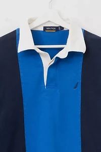 Vintage Y2K Nautica Blue Two Tone Long Sleeve Rugby Shirt