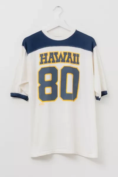 Vintage 1980s Distressed Hawaii Graphic Football Jersey T-Shirt
