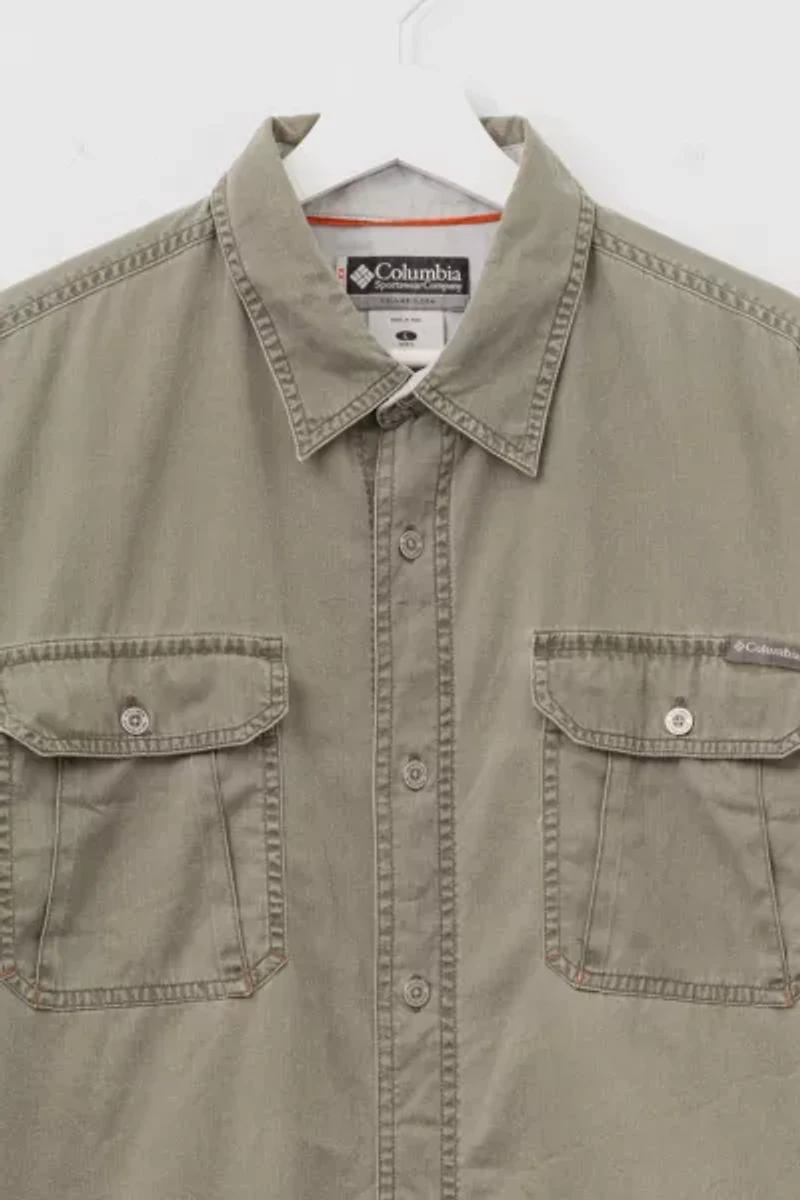 Vintage 1990s Columbia XCO Green Cotton Button Up Shirt