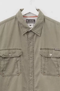 Vintage 1990s Columbia XCO Green Cotton Button Up Shirt