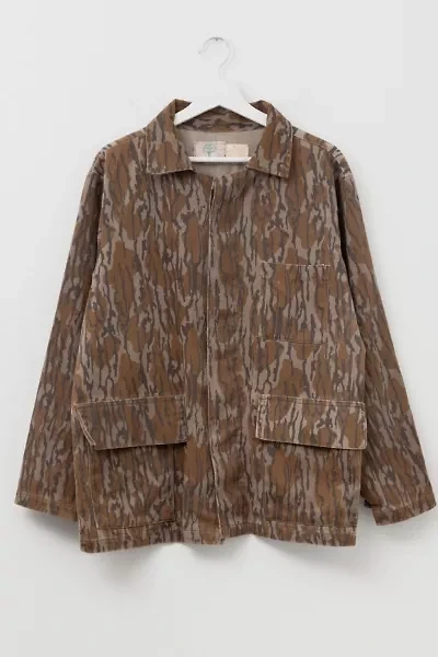 Vintage 1990s Distressed Mossy Oak Tree Bark Camouflage Chore Jacket