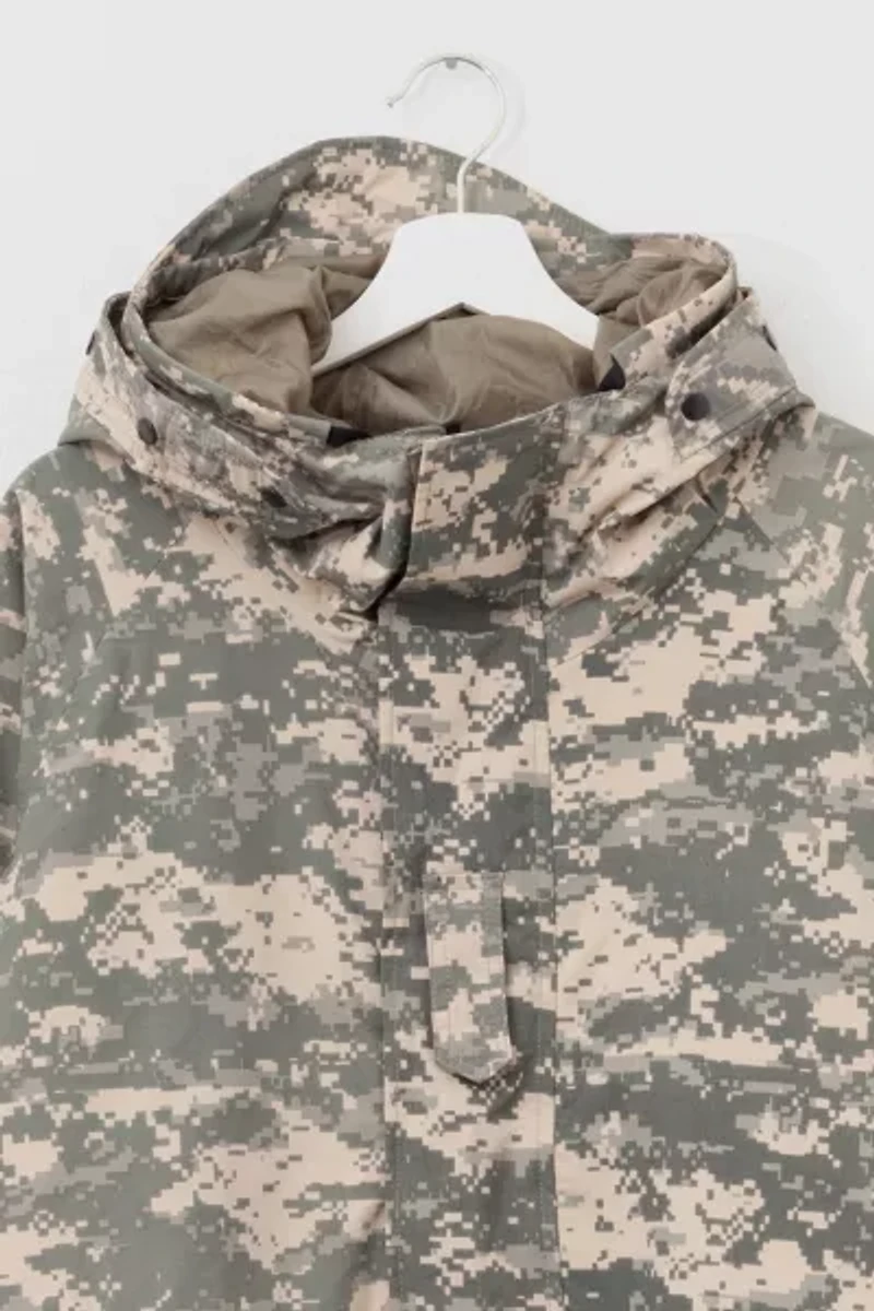 Vintage 1990s Digital Camouflage Rain Parka Jacket
