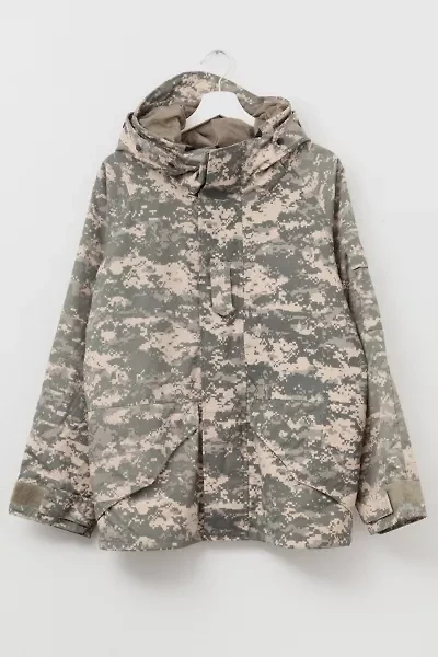 Vintage 1990s Digital Camouflage Rain Parka Jacket