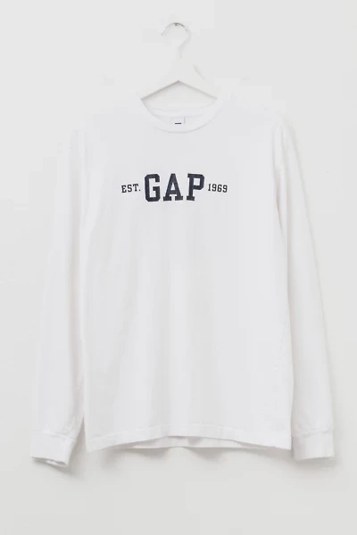Vintage 1990s GAP Long Sleeve White Cotton Center Logo Graphic T-Shirt