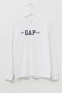 Vintage 1990s GAP Long Sleeve White Cotton Center Logo Graphic T-Shirt