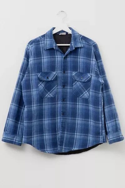 Vintage Y2K Blue Plaid Thermal Lined Button Up Work Shirt