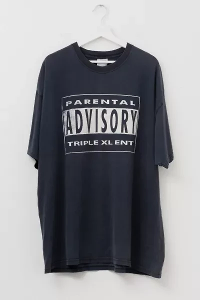 Vintage Y2K Distressed Parental Advisory Logo Graphic Black T-Shirt