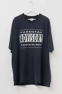 Vintage Y2K Distressed Parental Advisory Logo Graphic Black T-Shirt