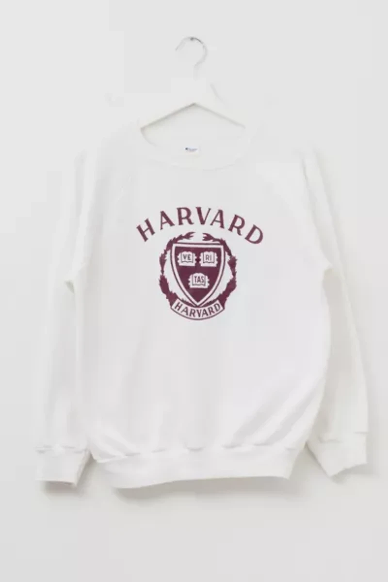 Vintage 1980s Champion Harvard Crest Graphic White Sweatshirt