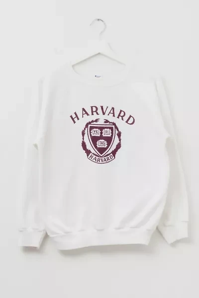 Vintage 1980s Champion Harvard Crest Graphic White Sweatshirt