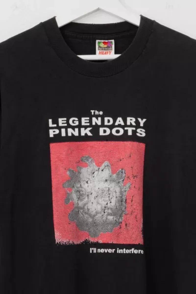 Vintage 1990s Distressed The Legendary Pink Dots Black Graphic Band T-Shirt