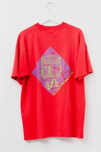 Vintage 1990s Distressed Yamaha Drum Graphic Red T-Shirt