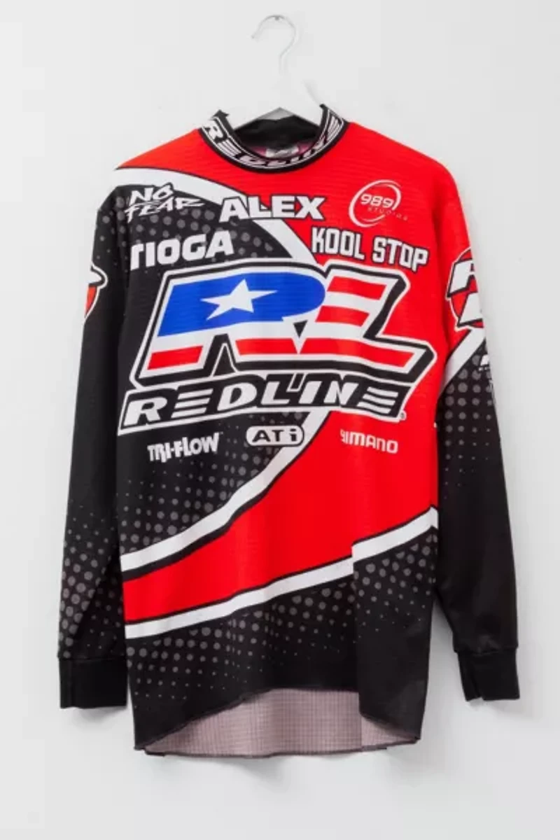 Vintage 1990s Redline All Over Print No Fear Long Sleeve BMX Jersey