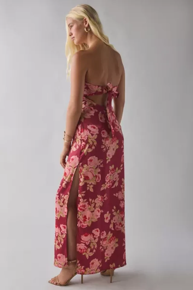 uo mira strapless tie back bow satin slip mini dress UO Mira Strapless Tie-Back Bow Satin Slip Mini Dress