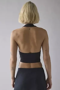 UO Aquamarine Beaded Fringe Halter Vest Top