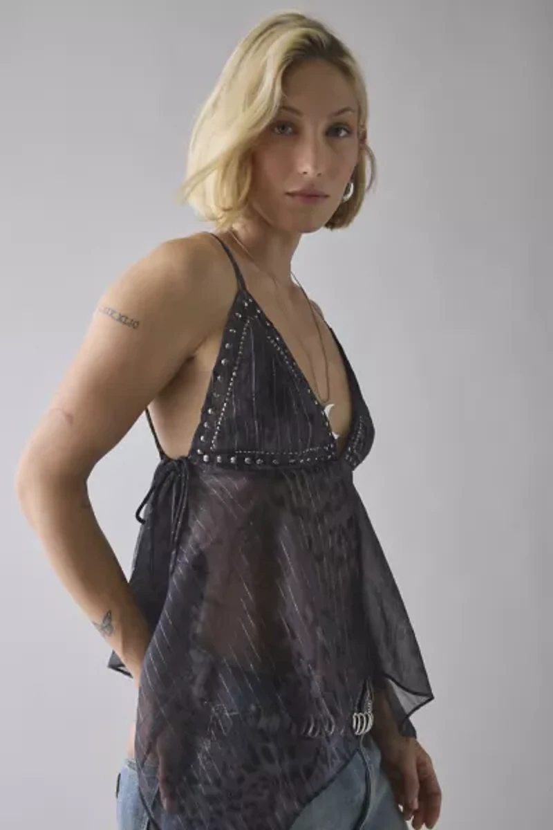 UO Spellbound Shimmer Chiffon Hanky Hem Babydoll Cami
