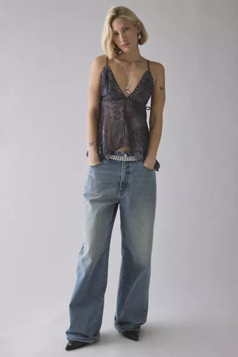 UO Spellbound Shimmer Chiffon Hanky Hem Babydoll Cami