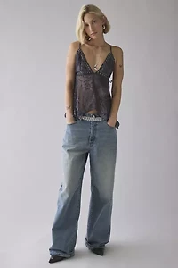 UO Spellbound Shimmer Chiffon Hanky Hem Babydoll Cami