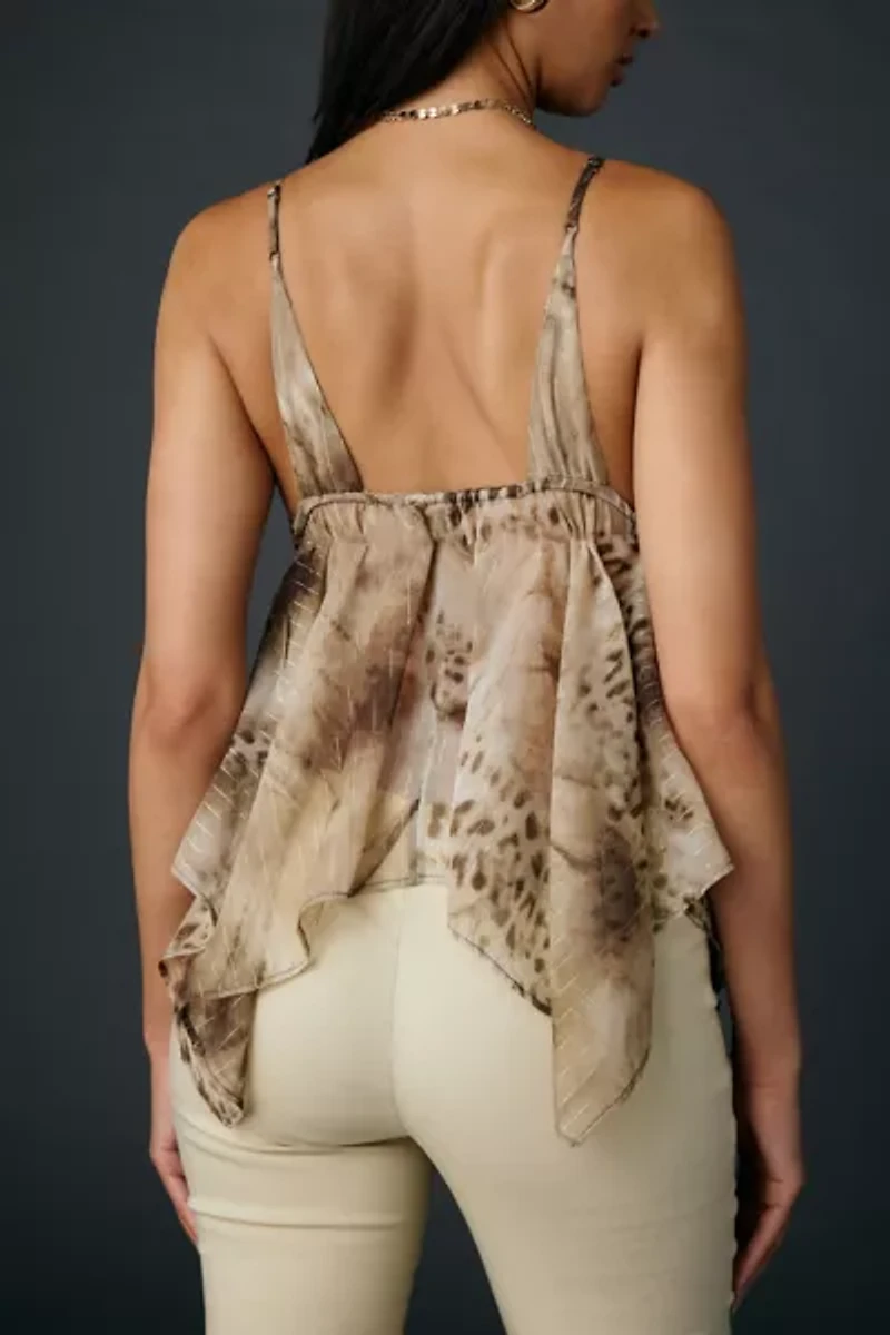 UO Spellbound Shimmer Chiffon Hanky Hem Babydoll Cami