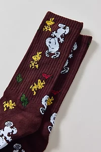 Peanuts Snoopy Allover Autumn Pattern Crew Sock