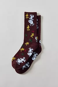 Peanuts Snoopy Allover Autumn Pattern Crew Sock