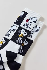 Peanuts Snoopy Checkered Pattern Classic Crew Sock