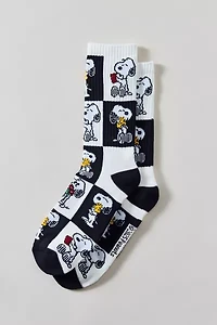 Peanuts Snoopy Checkered Pattern Classic Crew Sock