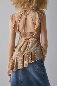 Kimchi Blue Sweet Talk Plunging Asymmetric Ruffle Blouse