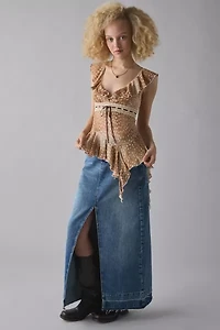 Kimchi Blue Sweet Talk Plunging Asymmetric Ruffle Blouse