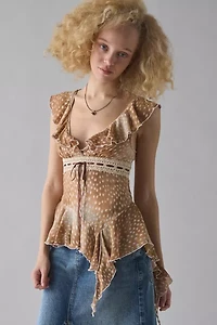 Kimchi Blue Sweet Talk Plunging Asymmetric Ruffle Blouse